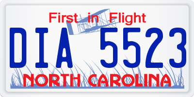 NC license plate DIA5523
