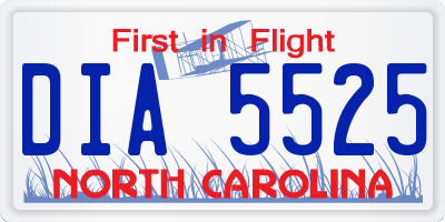 NC license plate DIA5525