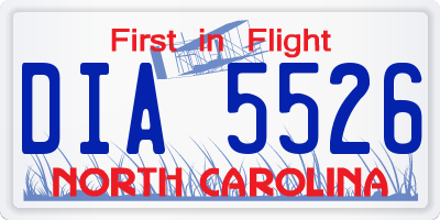 NC license plate DIA5526