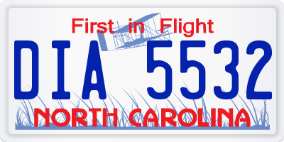 NC license plate DIA5532