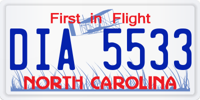 NC license plate DIA5533