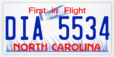 NC license plate DIA5534