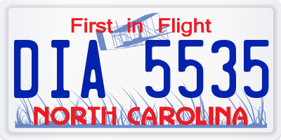 NC license plate DIA5535