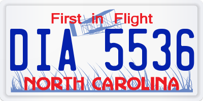 NC license plate DIA5536