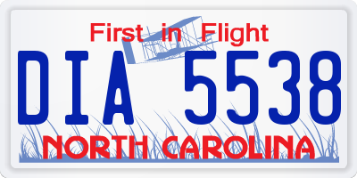 NC license plate DIA5538