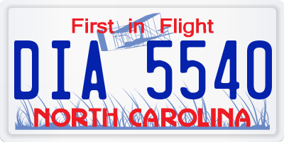 NC license plate DIA5540