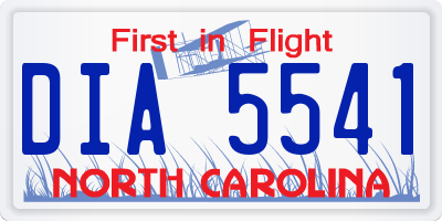 NC license plate DIA5541