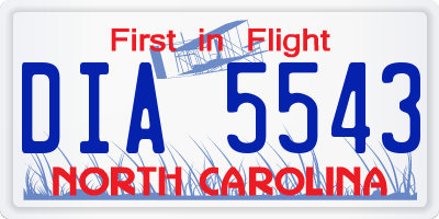 NC license plate DIA5543