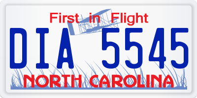 NC license plate DIA5545