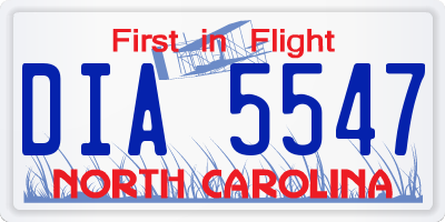 NC license plate DIA5547