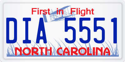 NC license plate DIA5551
