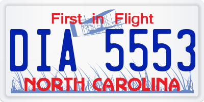 NC license plate DIA5553