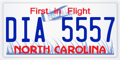 NC license plate DIA5557