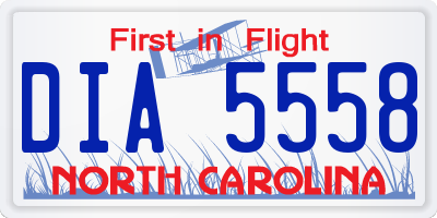 NC license plate DIA5558