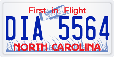 NC license plate DIA5564