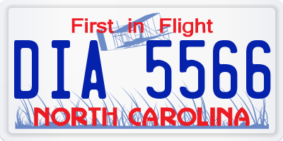NC license plate DIA5566