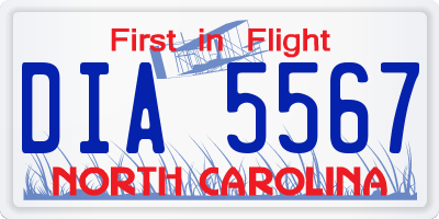 NC license plate DIA5567