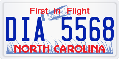 NC license plate DIA5568