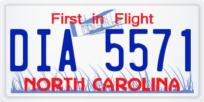NC license plate DIA5571