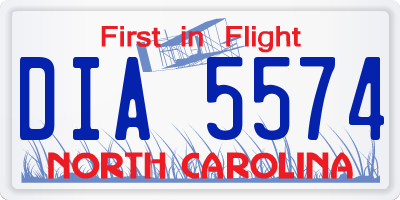 NC license plate DIA5574