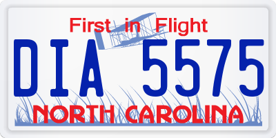 NC license plate DIA5575