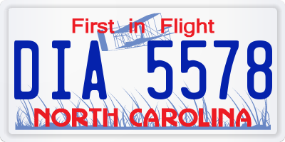 NC license plate DIA5578