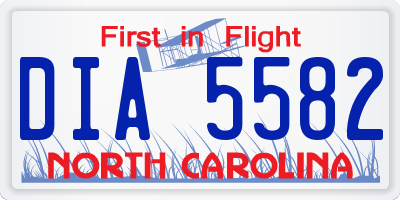 NC license plate DIA5582