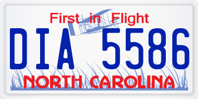 NC license plate DIA5586