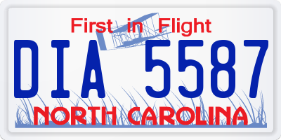 NC license plate DIA5587