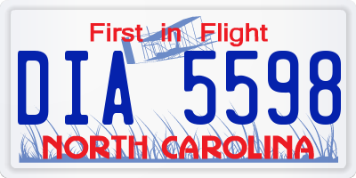 NC license plate DIA5598