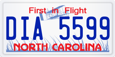 NC license plate DIA5599