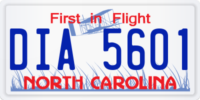 NC license plate DIA5601