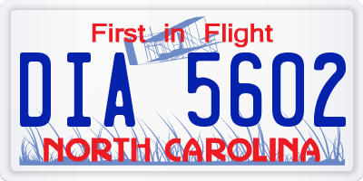 NC license plate DIA5602