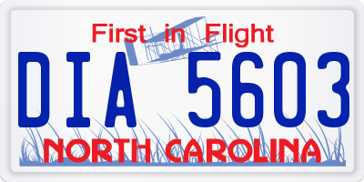 NC license plate DIA5603