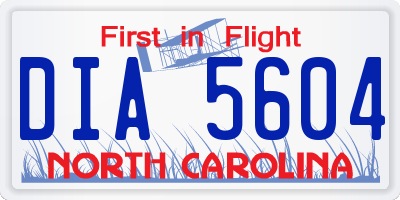 NC license plate DIA5604