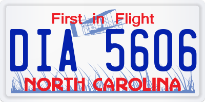 NC license plate DIA5606