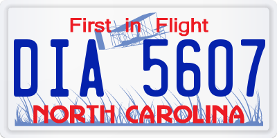 NC license plate DIA5607