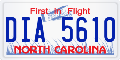 NC license plate DIA5610