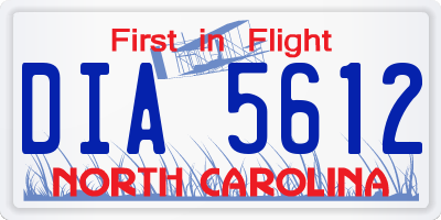 NC license plate DIA5612