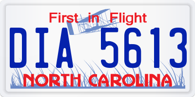 NC license plate DIA5613
