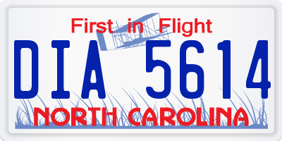 NC license plate DIA5614