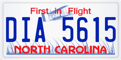 NC license plate DIA5615