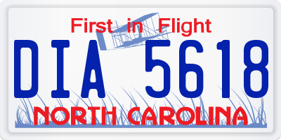 NC license plate DIA5618