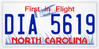 NC license plate DIA5619