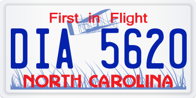 NC license plate DIA5620