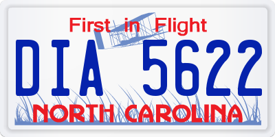NC license plate DIA5622