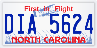 NC license plate DIA5624