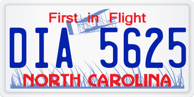 NC license plate DIA5625