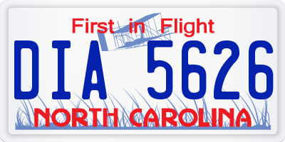 NC license plate DIA5626