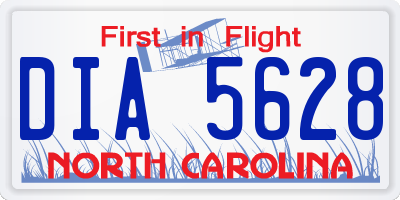 NC license plate DIA5628